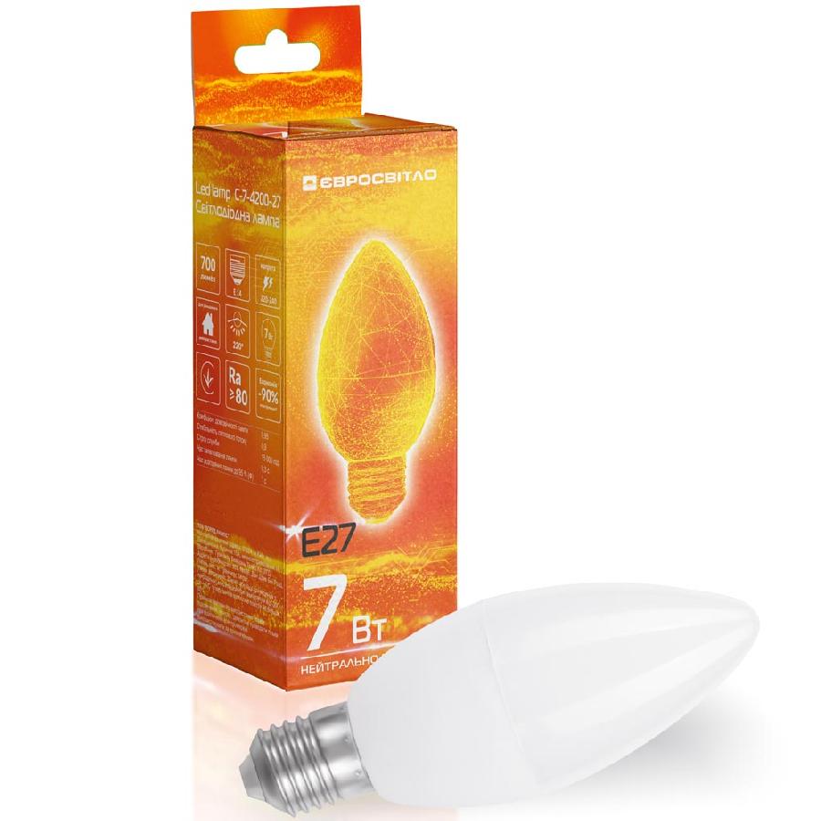 Лампа світлодіодна Євросвітло 7Вт 4200К С-7-4200-27 Е27